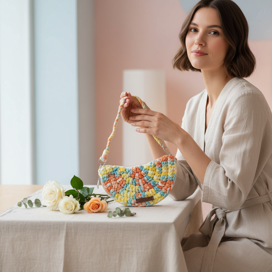 Handcrafted Paristor Rainbow Pouch – Soft Crochet Charm 🌈🧵