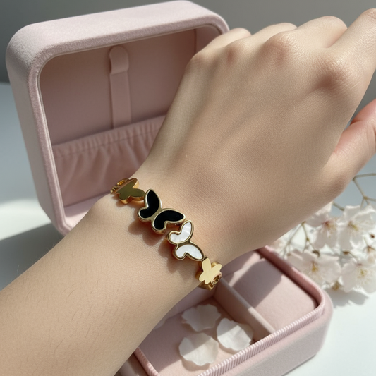 Triple Outline Butterfly Gold Bangle – Modern Elegant Charm 🦋✨