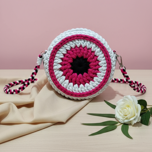Evil Eye Crochet Round Bag – Handcrafted Protection & Style 🧿✨