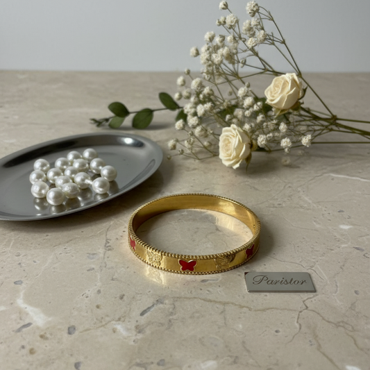 Red Butterfly Motif Gold Bangle – Festive Elegance & Joy 🦋❤️
