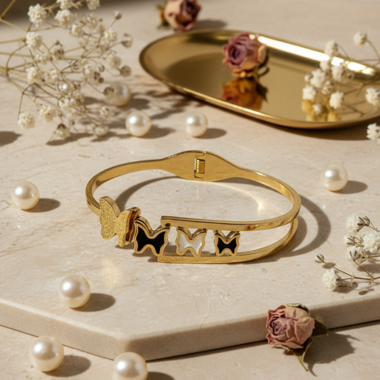 Black Butterfly Designer Gold Bangle – Urban Luxe Statement 🦋🖤