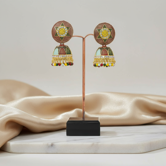 Ethnic Enamel Star Jhumka Earrings – Festive Grace 🌟✨