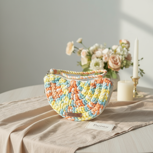 Handcrafted Paristor Rainbow Pouch – Soft Crochet Charm 🌈🧵
