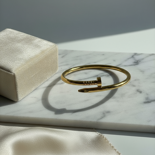 Bolt Classic Nail Gold Bangle – Unisex Urban Icon ⚡🔩