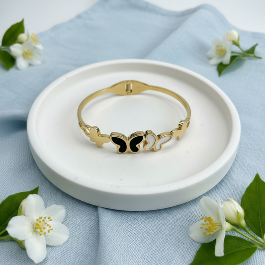 Triple Outline Butterfly Gold Bangle – Modern Elegant Charm 🦋✨