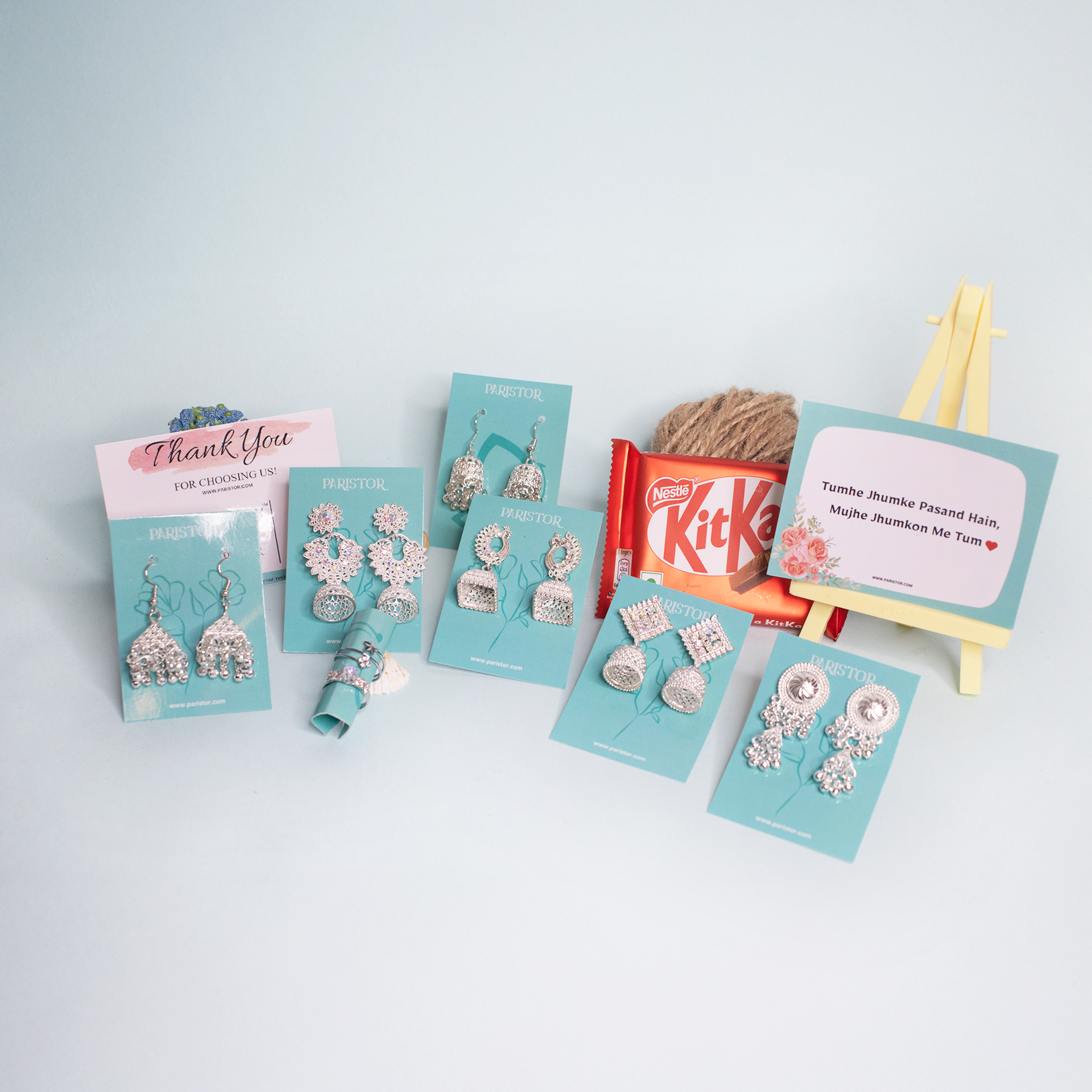 Pairs of 6 Premium Quality Earrings with 2 Free Rings (White)