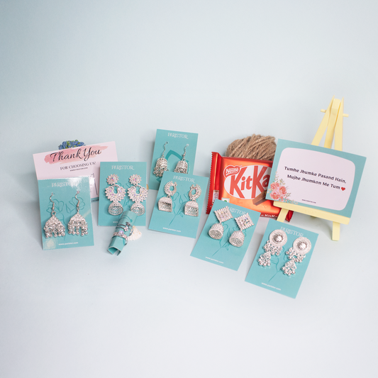 Pairs of 6 Premium Quality Earrings with 2 Free Rings (White)