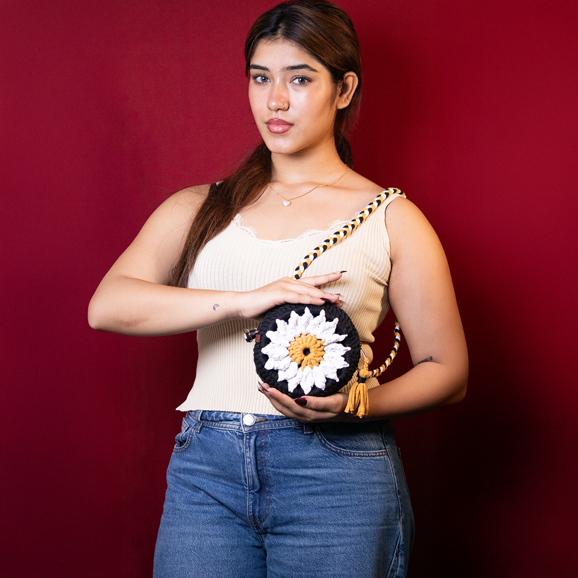 "Sunflower Dream" Crochet Sling Bag