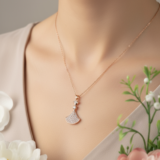 Sparkling Gown Pendant Necklace – Graceful Glam