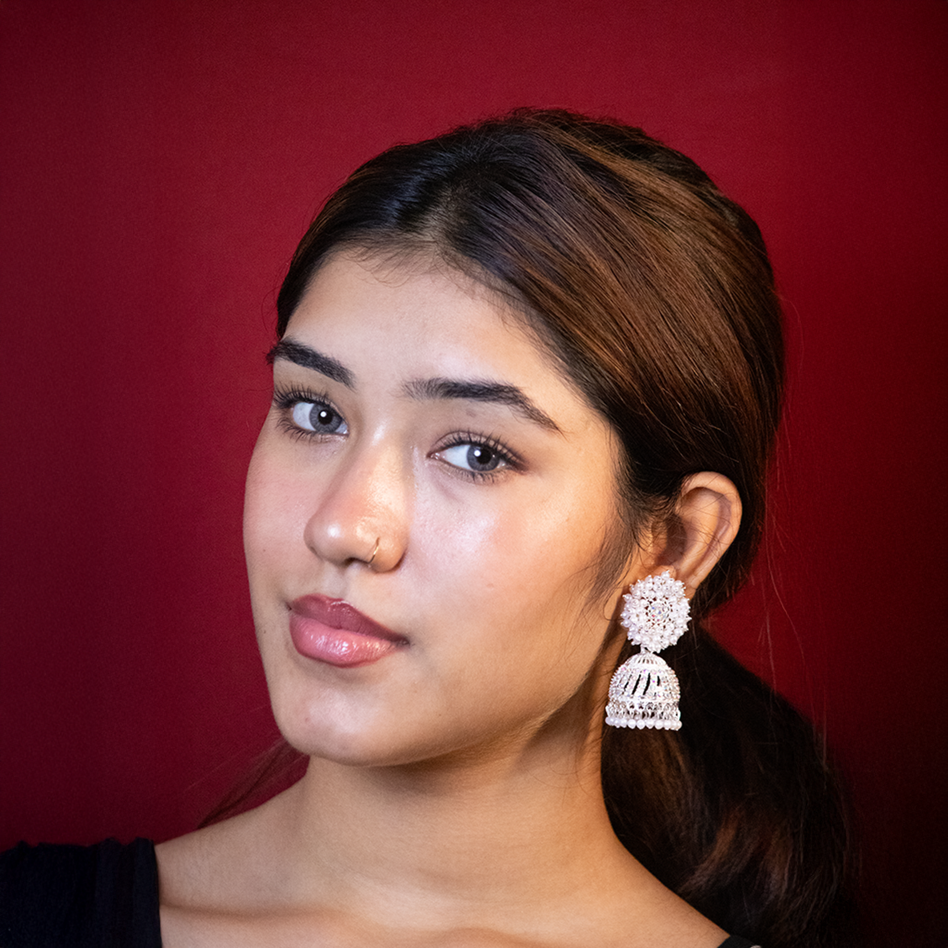 Silver White Pearl Earring