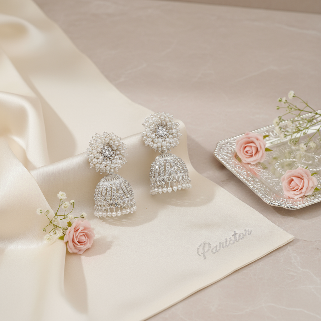 Silver White Pearl Earring