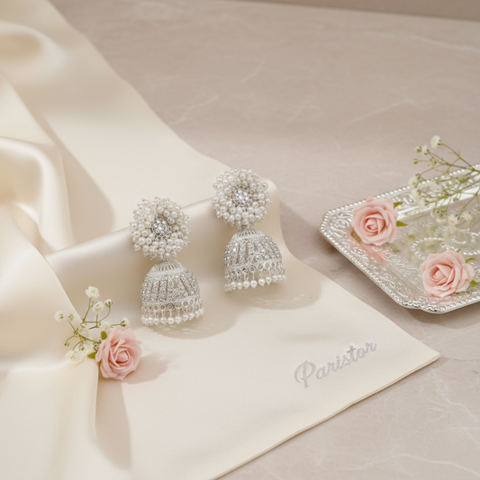 Silver White Pearl Earring