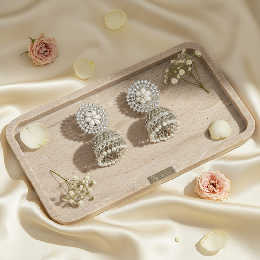 Ivory Dream Pearl Jhumka Earrings – Pristine Elegance 🤍✨