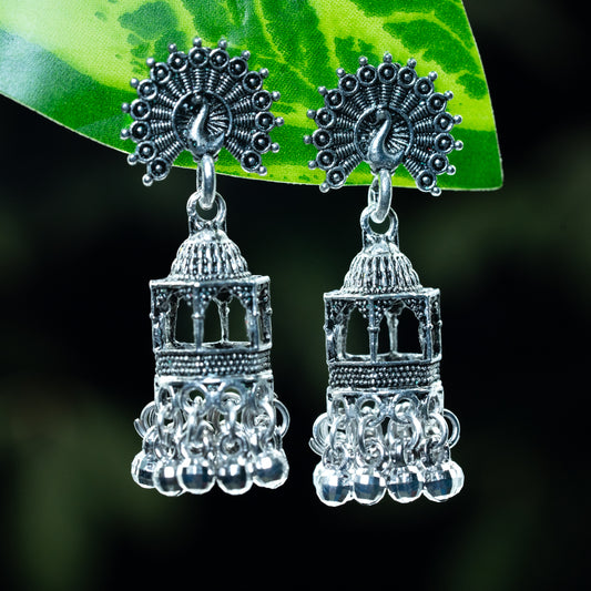 “Mughal Minar” Oxidized Silver Dome Earrings