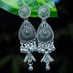 “Tara Kalika” Oxidized Silver Starburst Drop Earrings