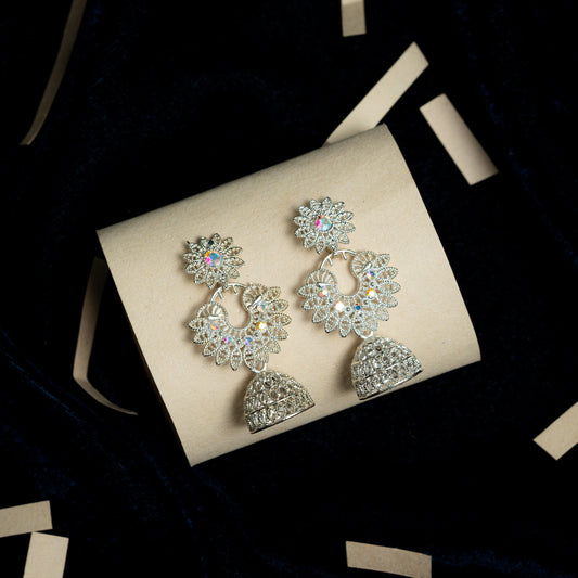 🌸 Floral Peacock Dome Earring