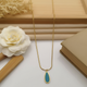 “Ocean Drop” Gold Plated Blue Pendant Necklace